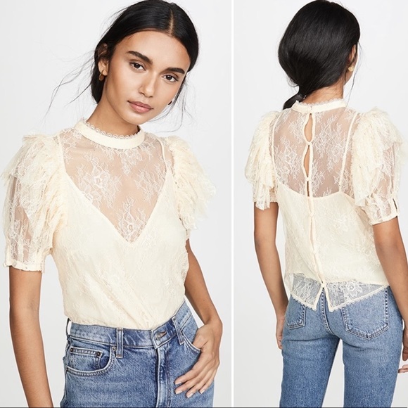 Free People Tops - Free People Secret Admirer Floral Lace Blouse NWT